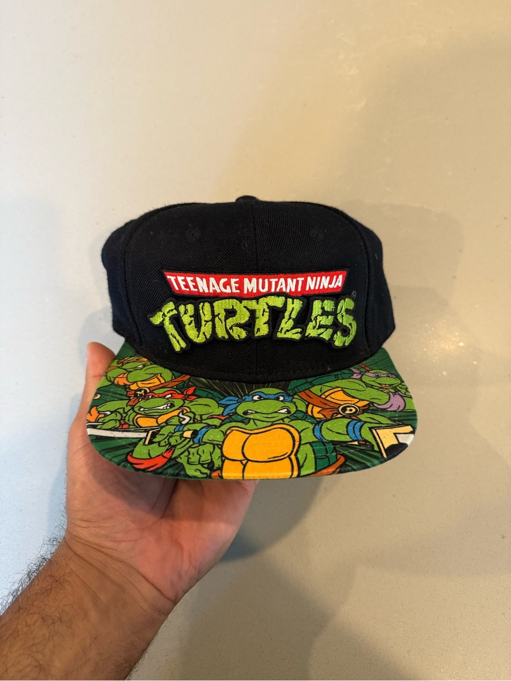 Men's Ninja Turtled Black & Green Snapback Hat